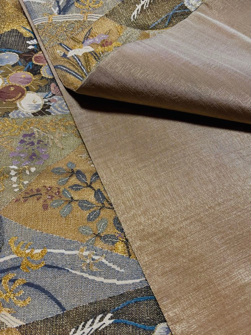 【未使用品】袋帯 明綴れ 四季花 キラキラ 六通