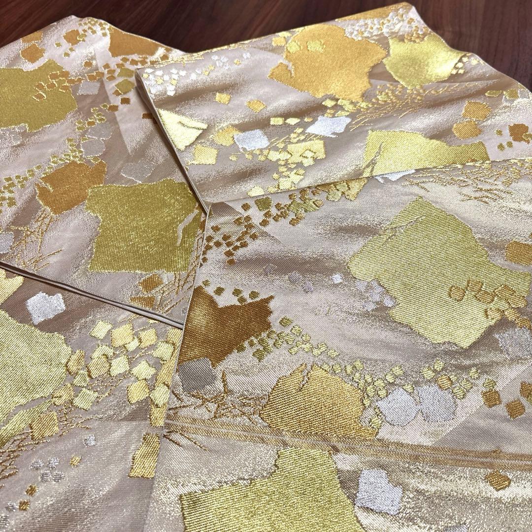 まぴ　正絹 六通袋帯 『川島織物』 【箔散らし 金銀】