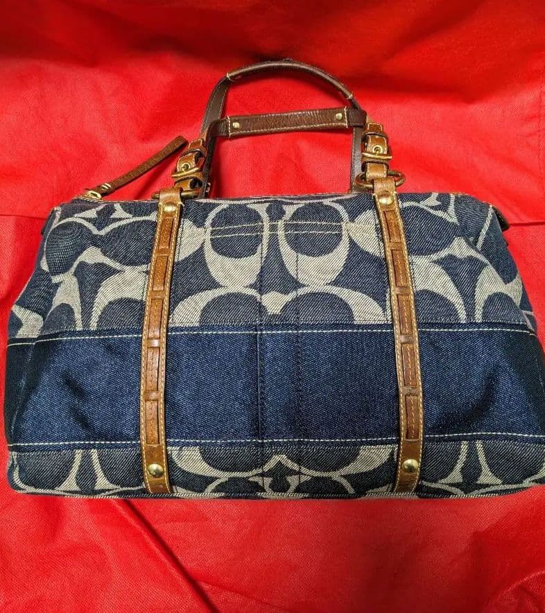 COACH コーチシグネチャー デニム ボストンバッグ ハンドバッグ y2k