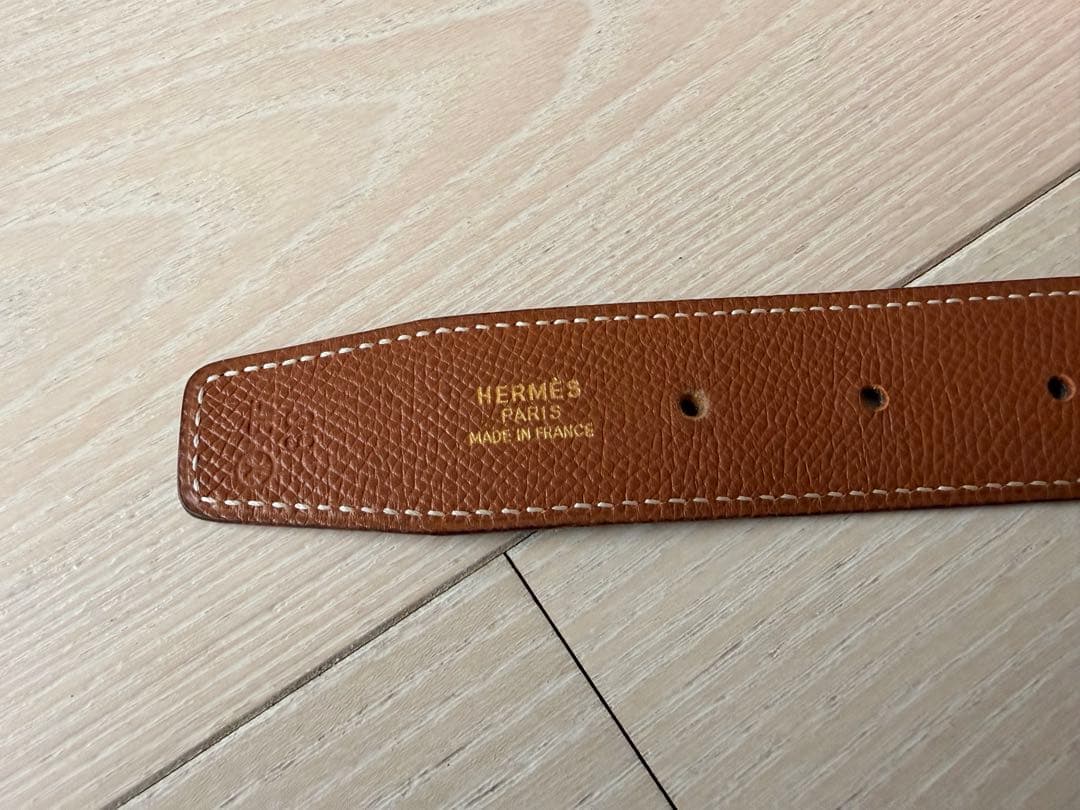 HERMES Hベルト ブラウン レザー 箱付き　あんしん鑑定済