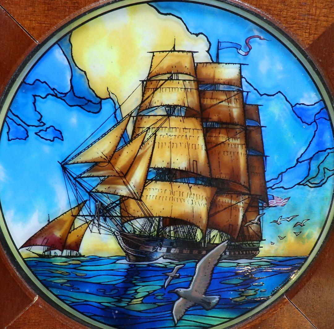 オールド・アイアンサイズ 軍船 ヴィンテージステンドグラス大型ジュエリーボックス