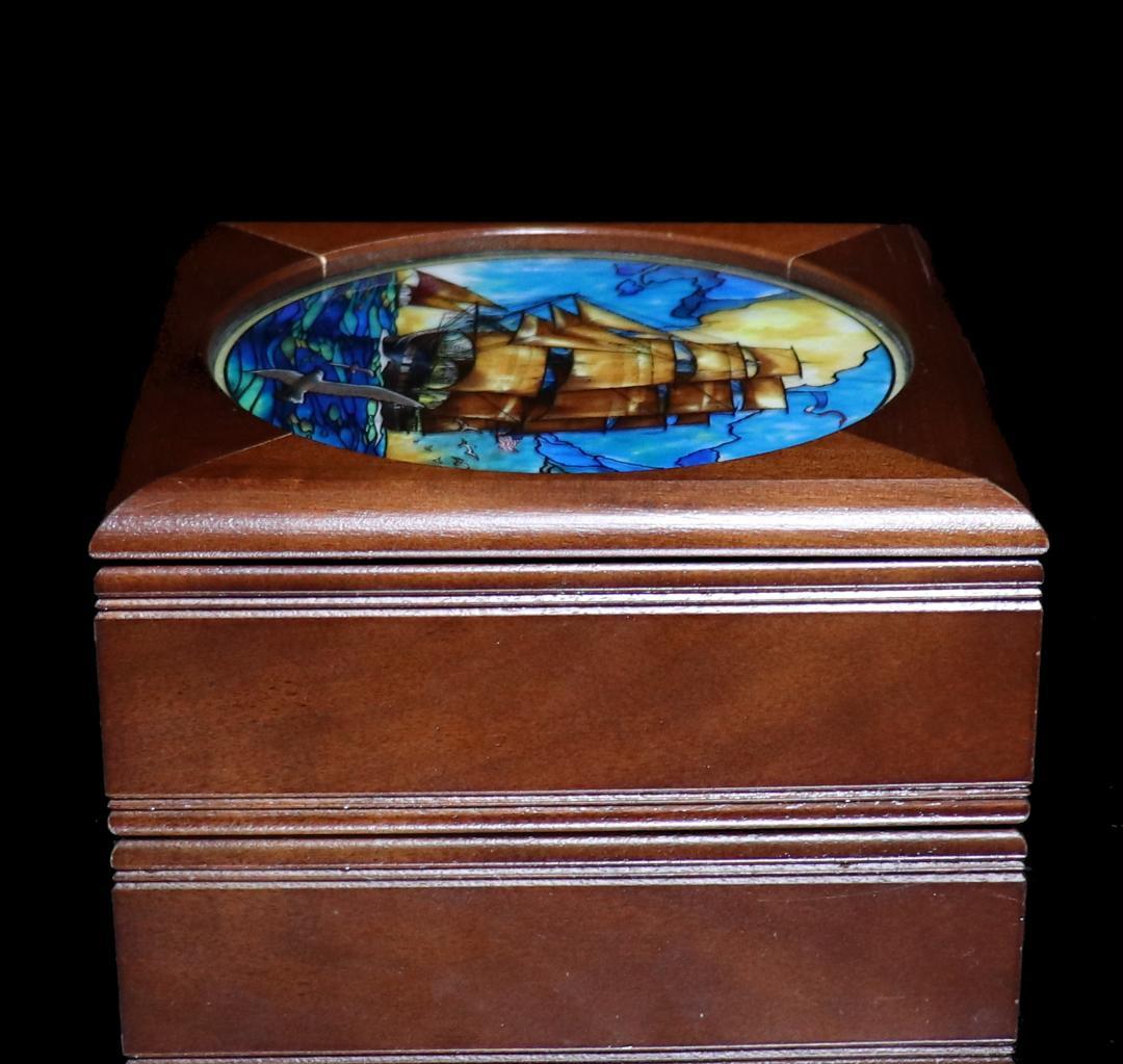 オールド・アイアンサイズ 軍船 ヴィンテージステンドグラス大型ジュエリーボックス