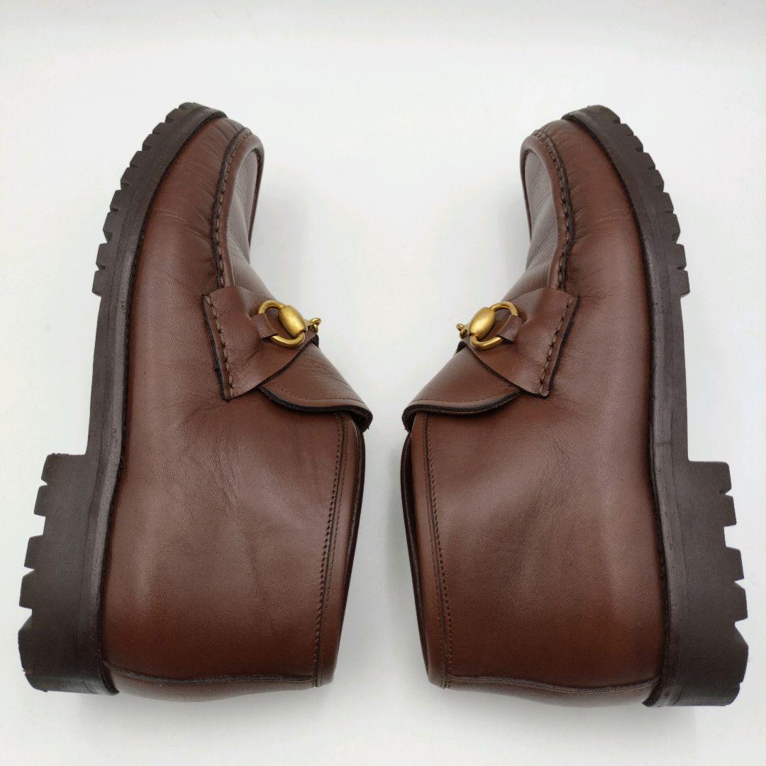 GUCCI グッチ ホースビット 厚底 ローファー ブラウン UK7 本革