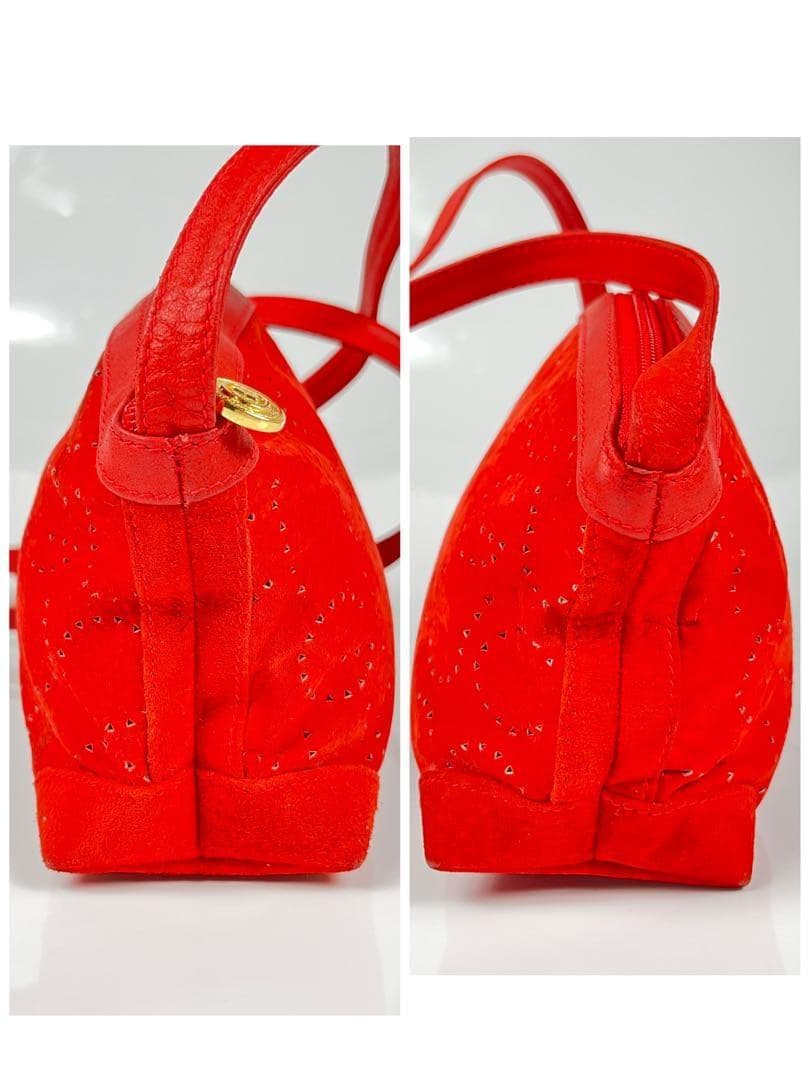 【極美品】GUCCIグッチ スエード ショルダーバッグ レッド GG柄 斜めがけ
