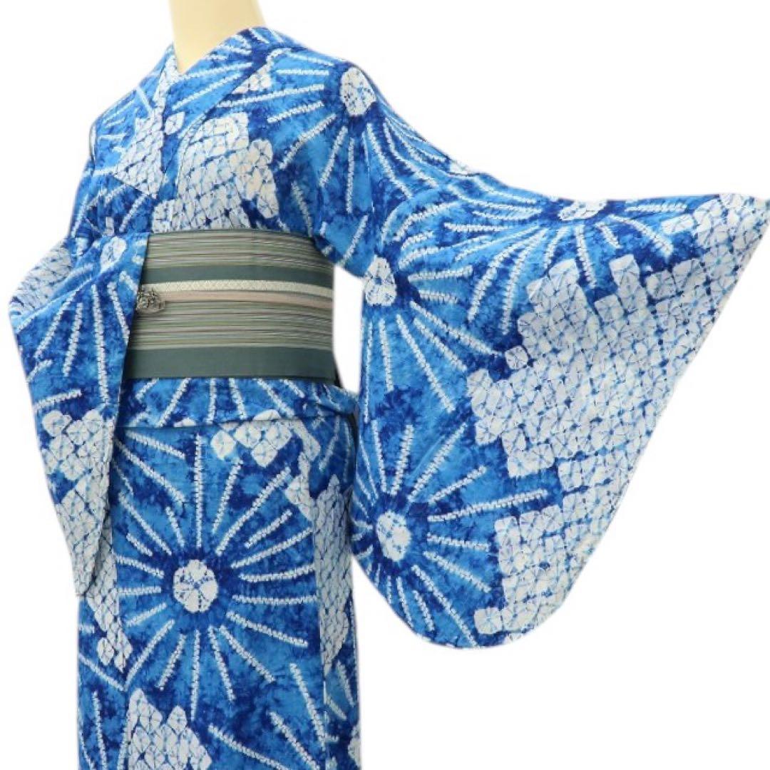 美品 有松鳴海絞り 綿 高級浴衣 着物 A3113