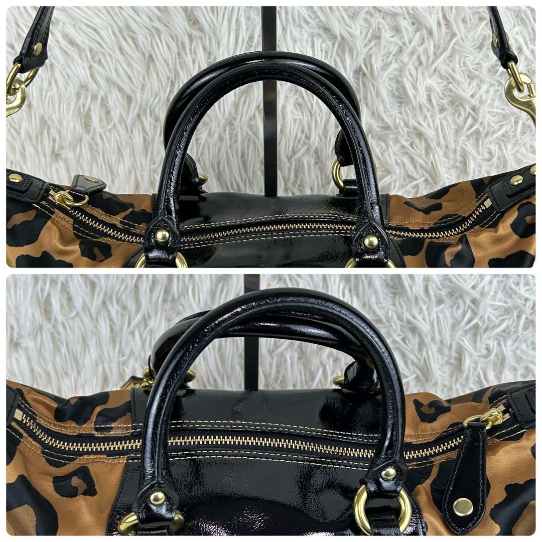 ✨極美品 コーチ マディソン ナイロン パテントレザー レオパード 2way