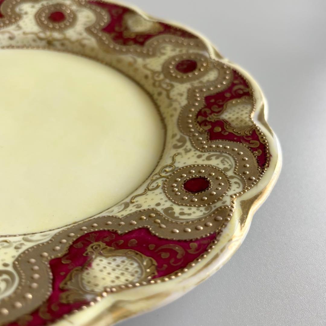 英国製アンティーク 1880年代　ロイヤルウースター　深紅と盛上げ金彩【稀少品】