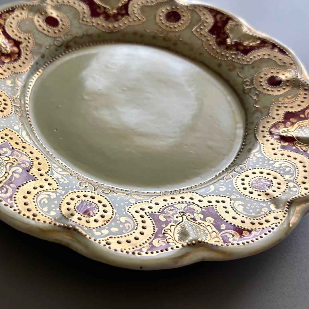 英国製アンティーク 1880年代　ロイヤルウースター　深紅と盛上げ金彩【稀少品】