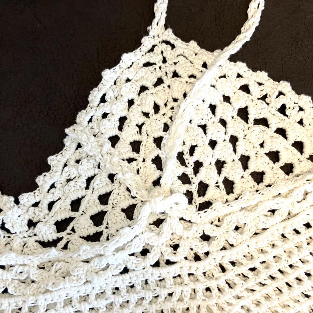 新品タグ付き✨Spick & Span クロシェニットキャミソール　FREE　白