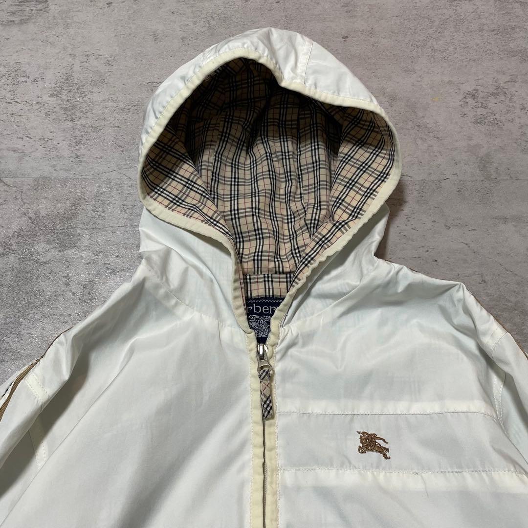 Burberry ロゴ 刺繍 ナイロン ジャケット M ホワイト ノバチェック