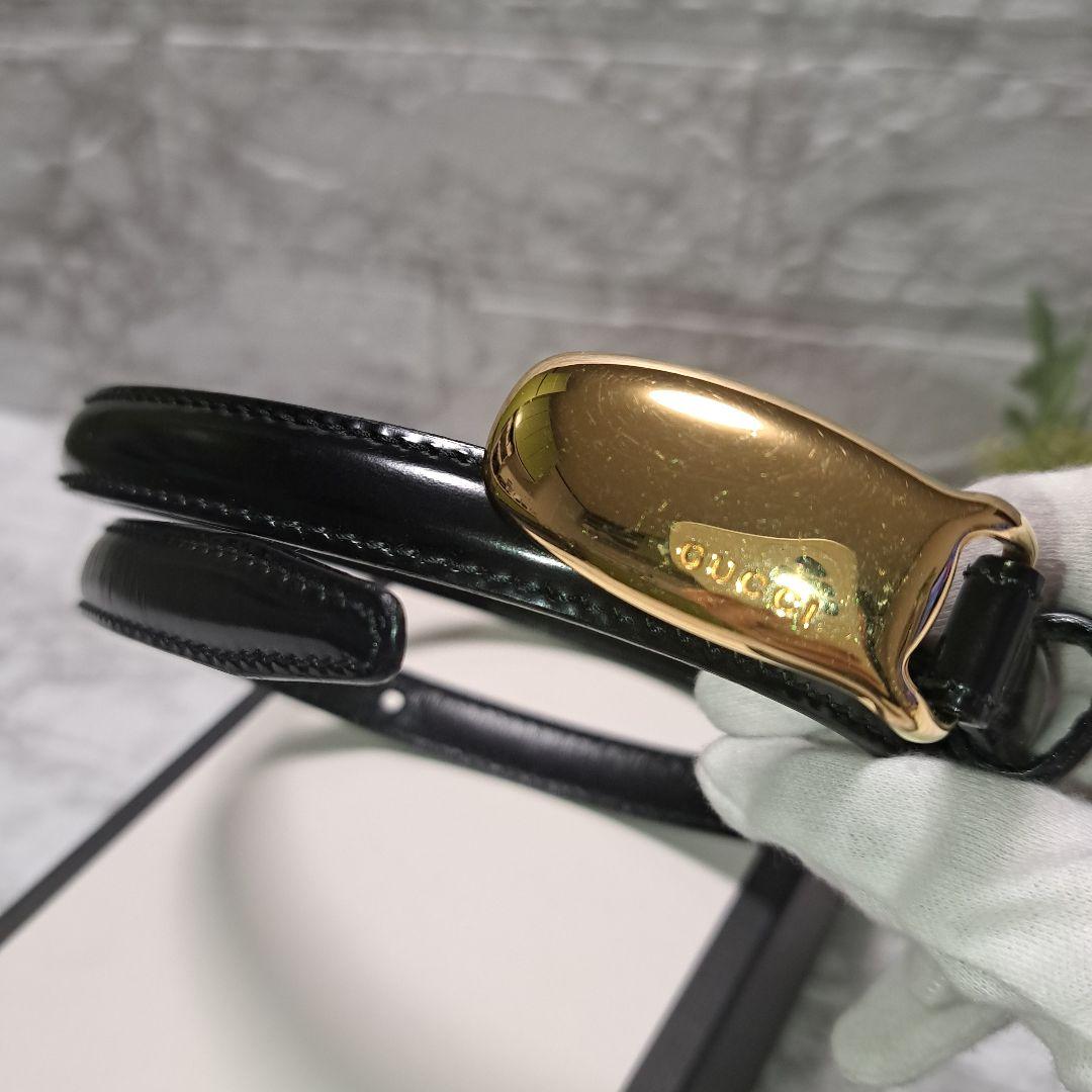 ✨️超美品✨️GUCCI グッチ ベルト ブラック レザー　 ゴールドバックル