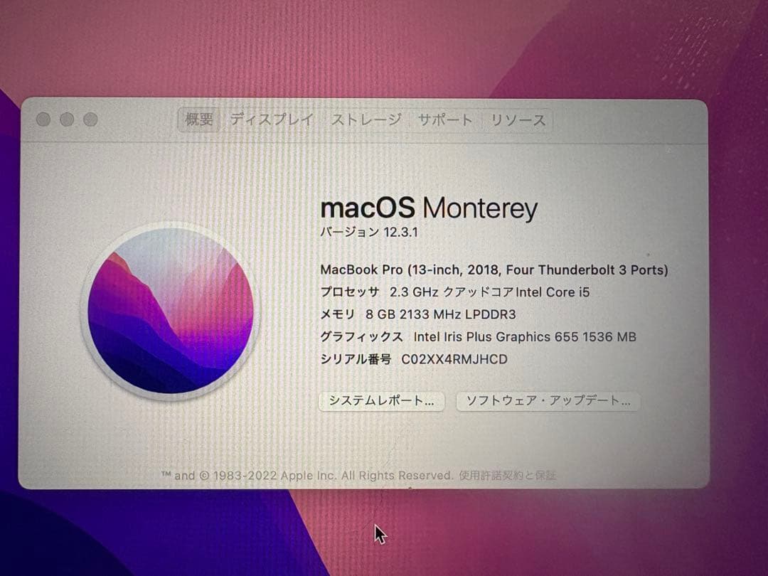 MacBook本体 13inch MacBook Pro 2018 (A1989)