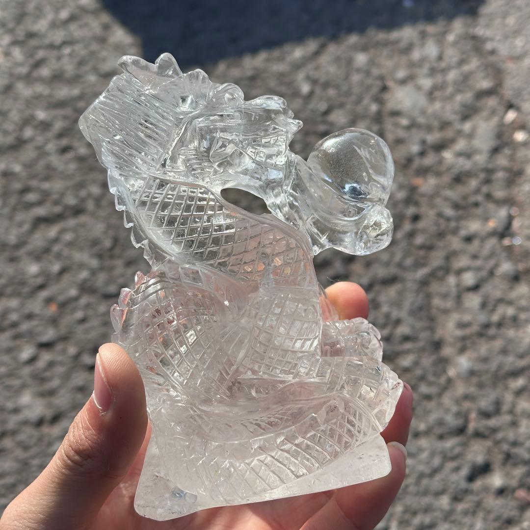 天然石水晶の龍　置物　ご購入前に在庫確認必要G.278