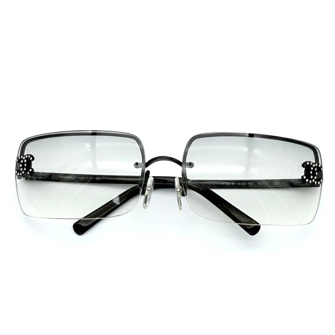 【良品】CHANEL シャネル　ハーフリム　スクエア　サングラス　ココマーク
