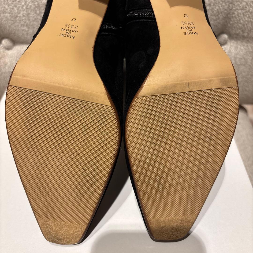 今季新作ダイアナ きれいめシンプルショートブーツ 23.5 黒スエード