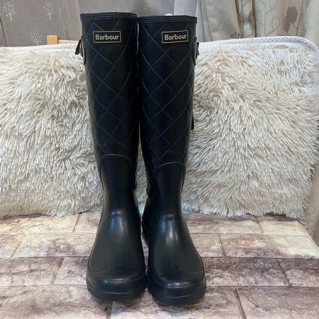 未使用　Barbour キルティング　レインブーツ ブラック サイズ4