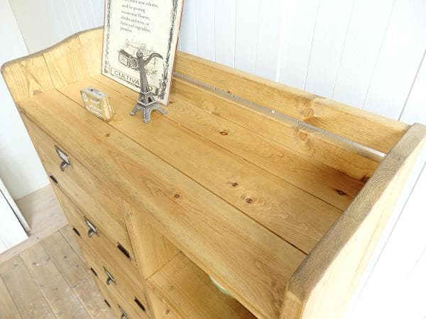 サイズデザインオーダー可！４枚バッタン扉キャビネット●ナチュラルブラウン受注製作