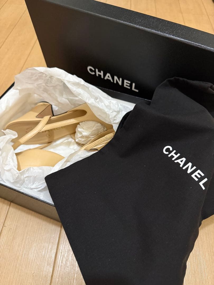 シャネル スリングバック ミュール パンプス バイカラー 36.5サイズ