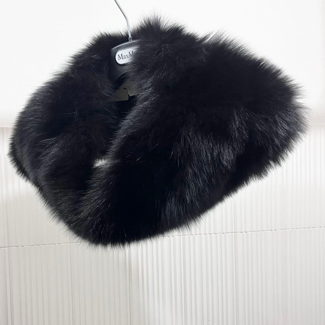 Maxmara 未使用タグ付 肉厚リアルフォックスファー スヌード マフラー