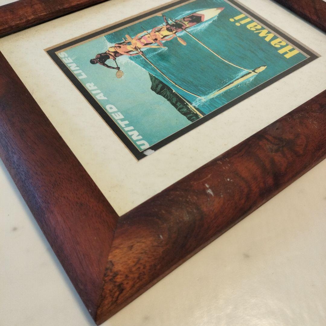 ハワイ コアウッド製額縁1990年代当時物『ユナイテッドエアライン』①ビンテージ