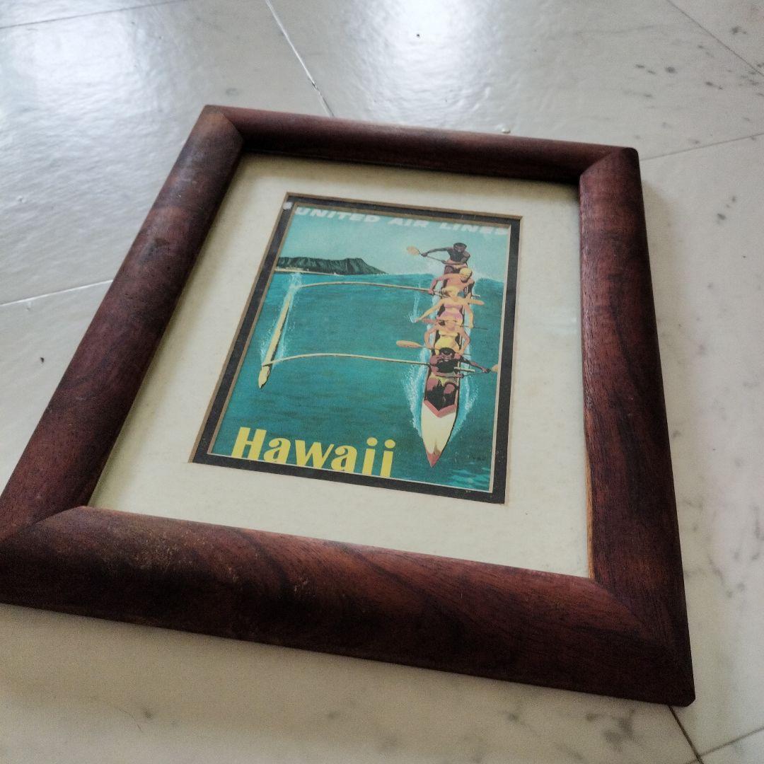 ハワイ コアウッド製額縁1990年代当時物『ユナイテッドエアライン』①ビンテージ