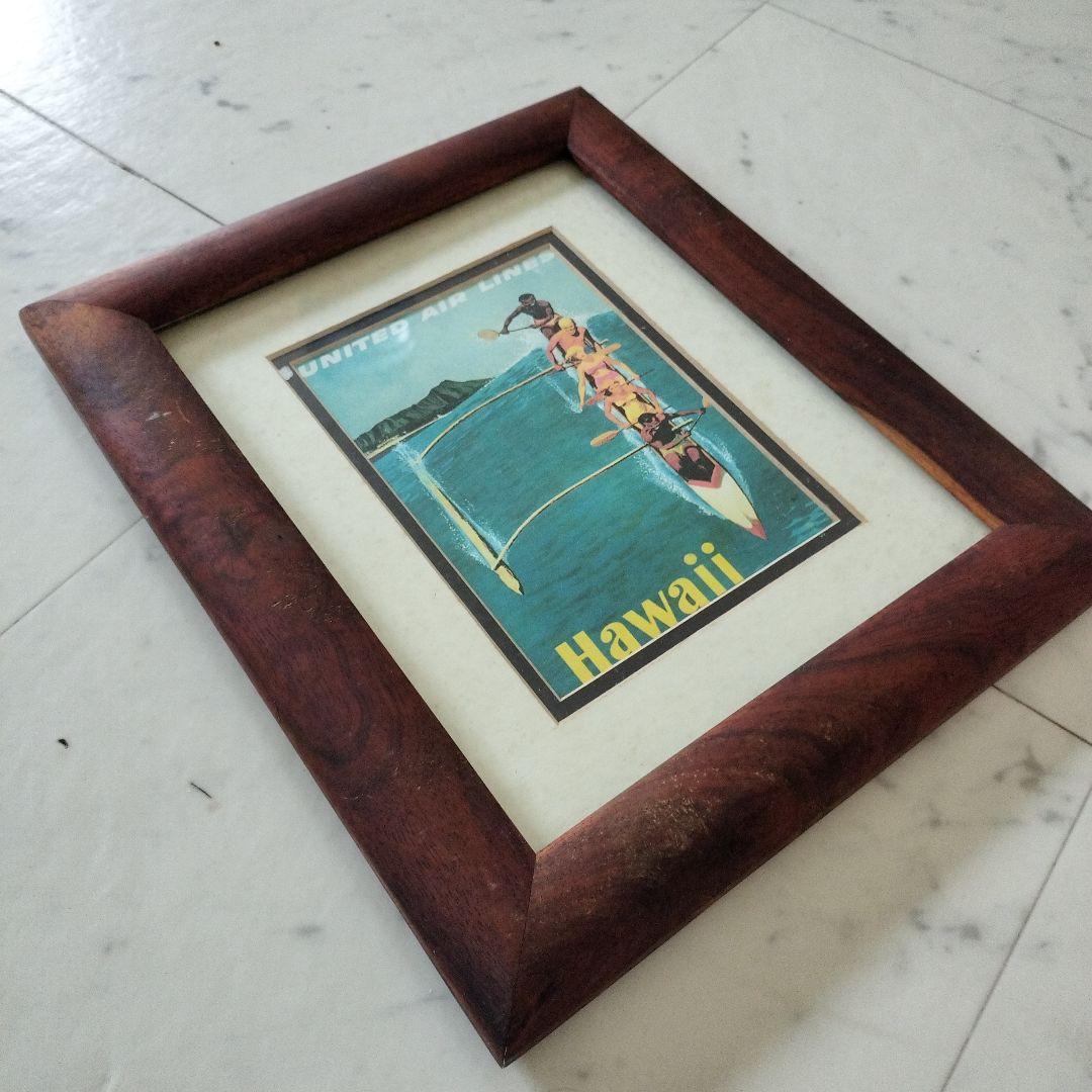 ハワイ コアウッド製額縁1990年代当時物『ユナイテッドエアライン』①ビンテージ