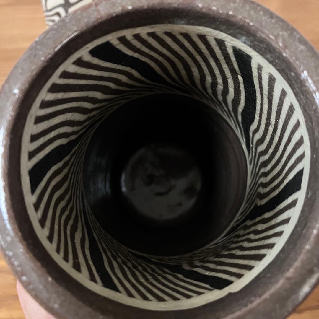 水野双鶴　水野達蔵　練込　花瓶　陶芸品