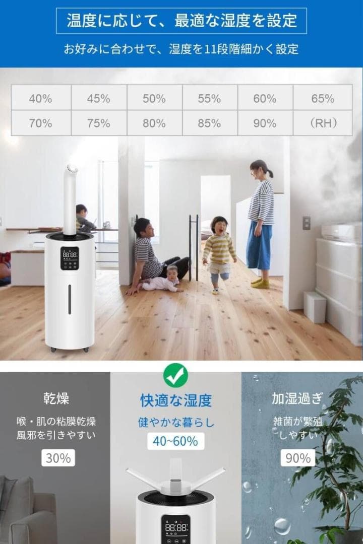 加湿器 大容量 業務用 【28L大容量&ECO湿度設定&マイナスイオン】 家庭用