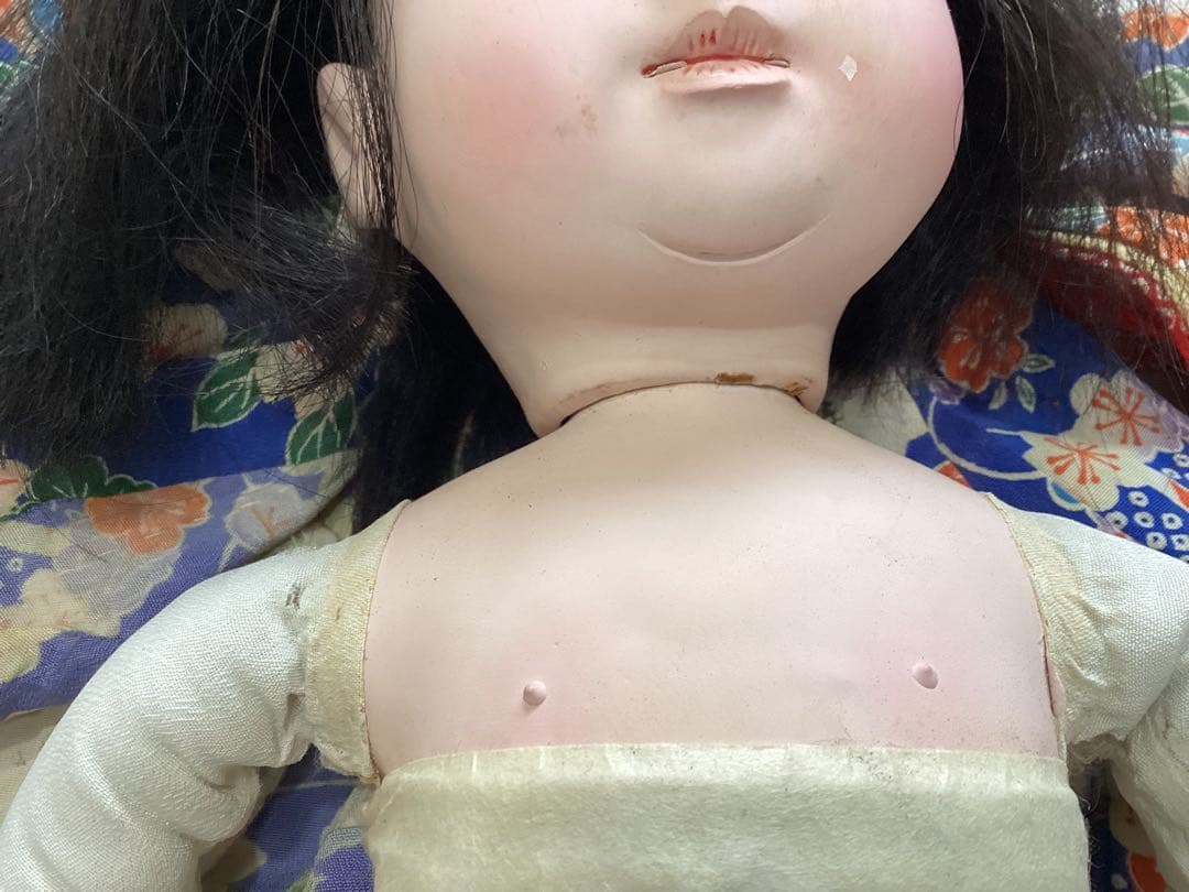 市松人形　人形師　伊藤直島作　昭和レトロ　抱き人形　吹子付き　ガラス眼　人毛