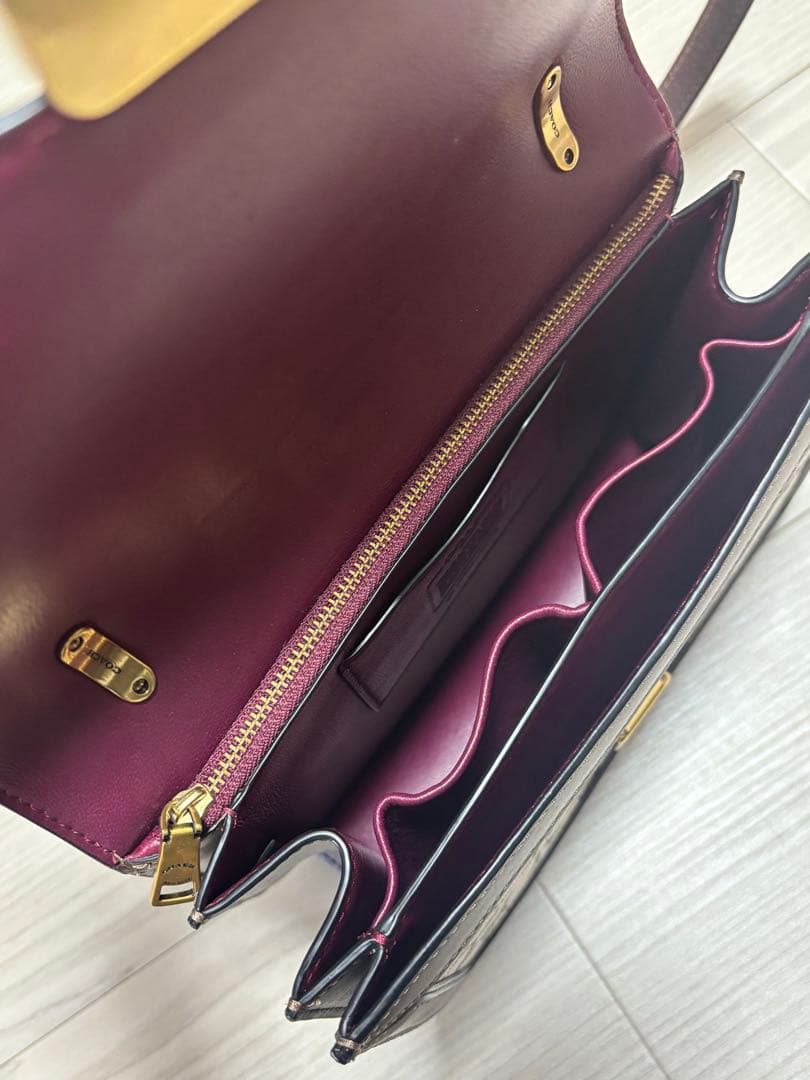 coach アリー　ショルダーバッグ　パイソン　ジャガード　スエード