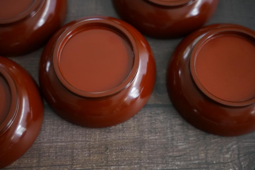 輪島塗　根来塗り　廣椀　雑煮椀　５客　塗師作