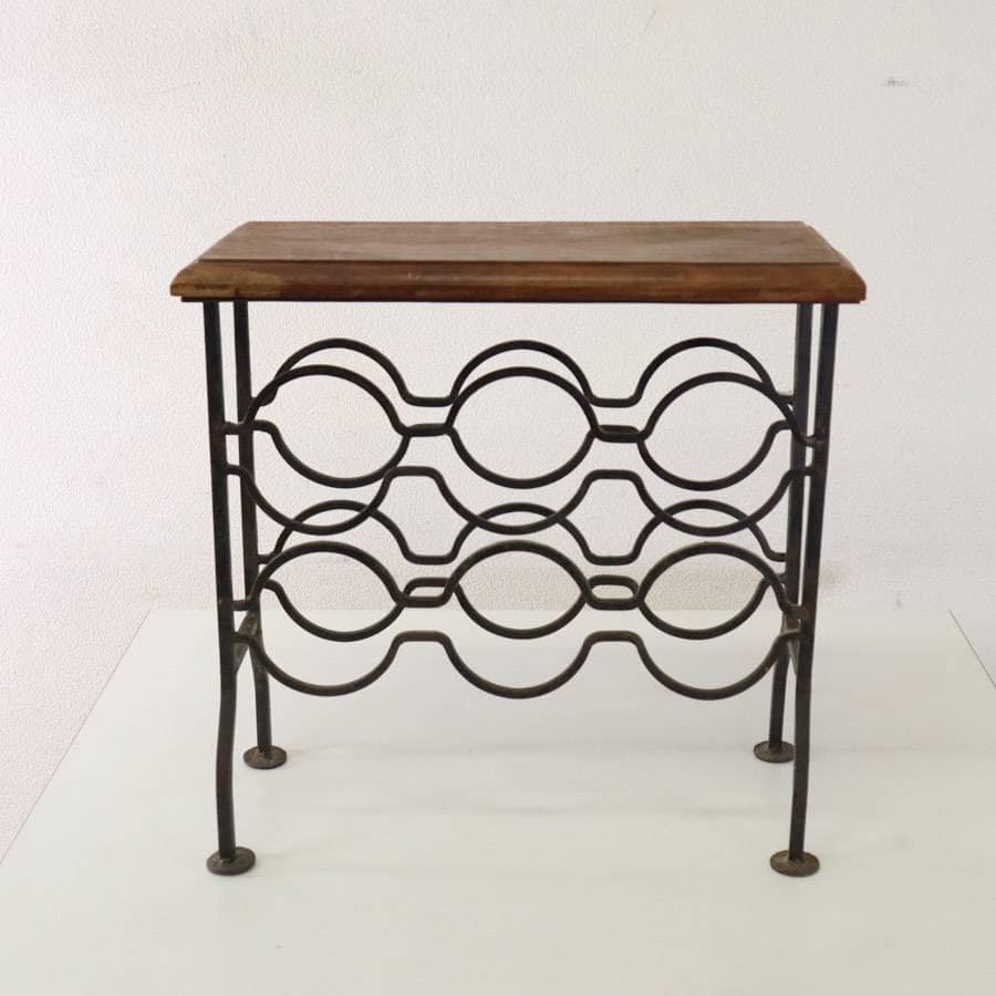 アンティーク 鉄脚 古木 ワインラック サイドテーブル ボトルラック コンソール