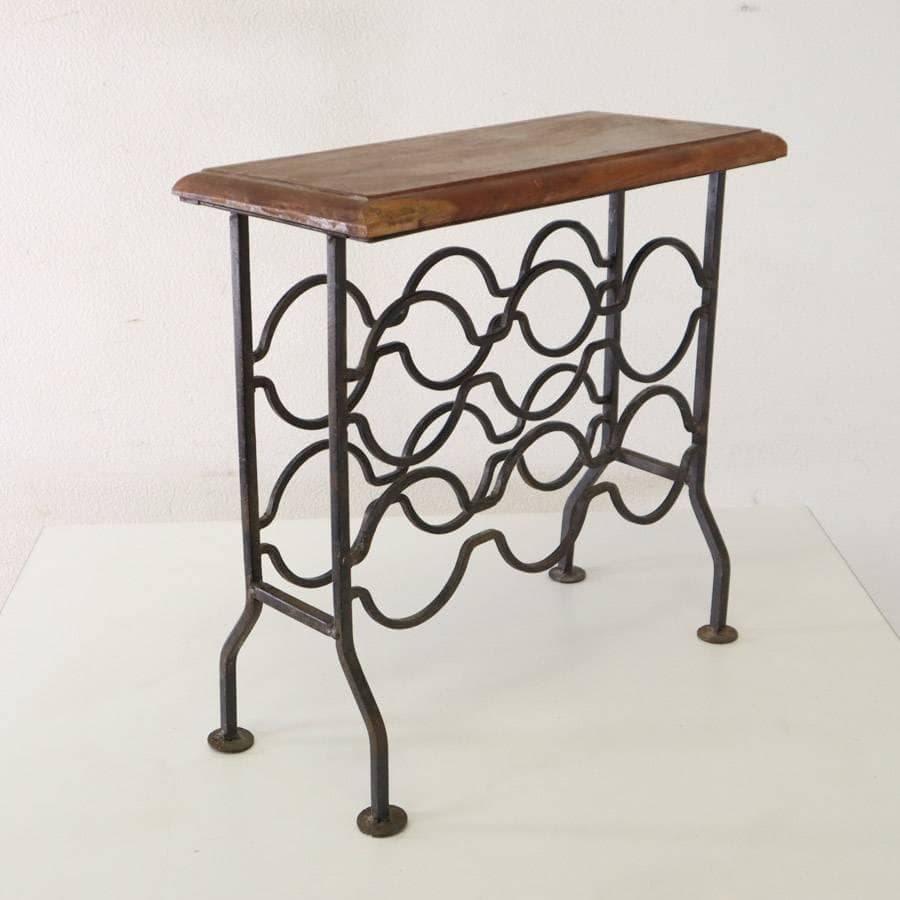 アンティーク 鉄脚 古木 ワインラック サイドテーブル ボトルラック コンソール