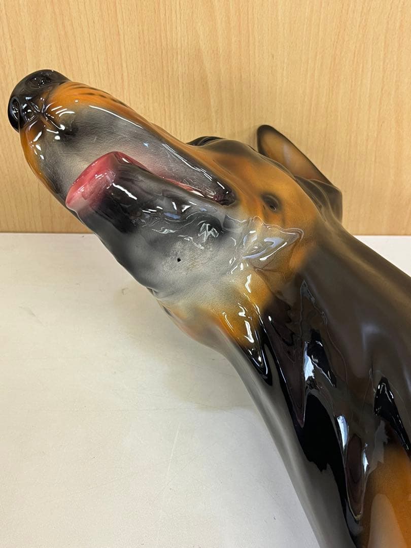 G7 ドーベルマン 犬 陶器 置物 アンティーク イタリア製 約95cm