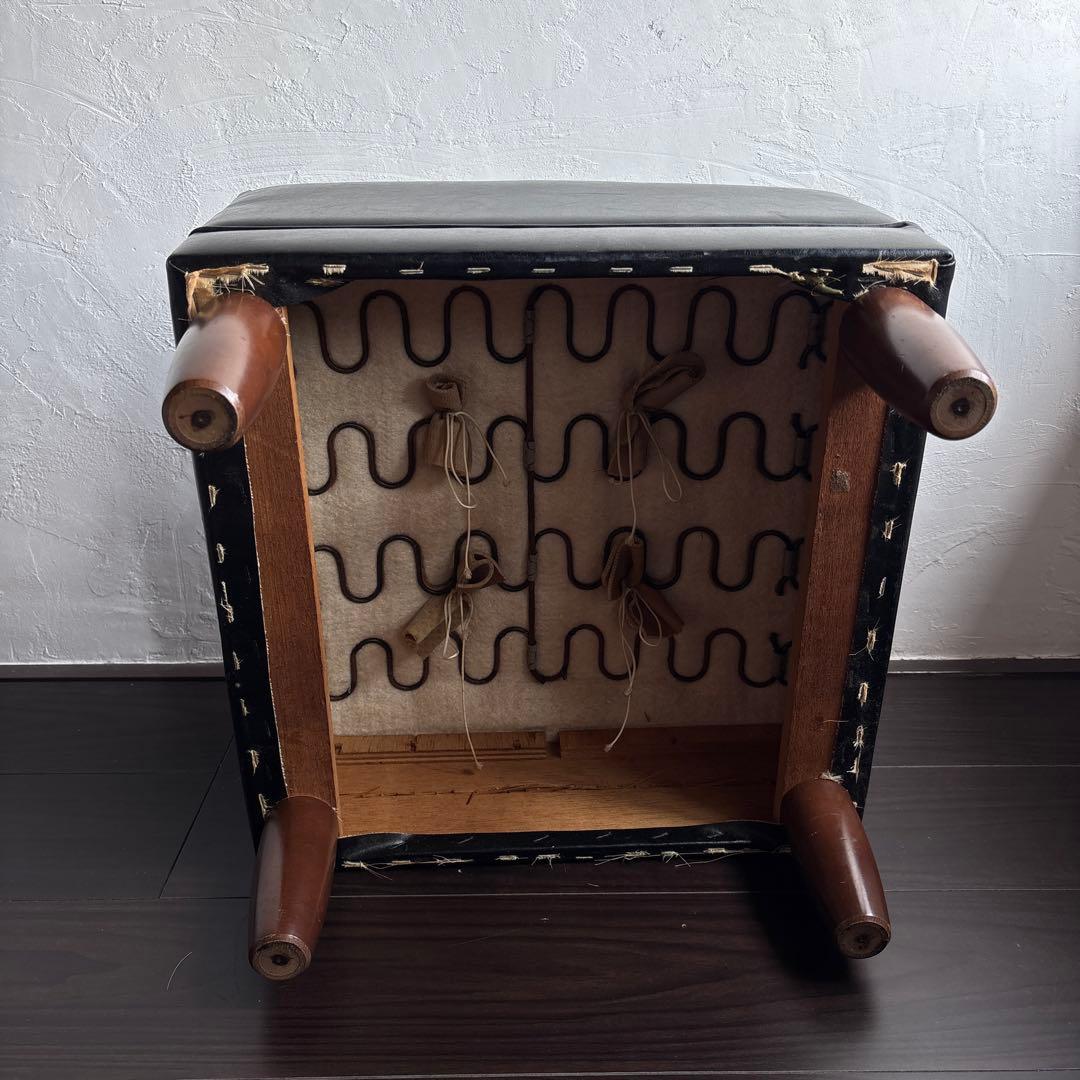 オールド カリモク オットマン スツール スタンダード ブラック ヴィンテージ②