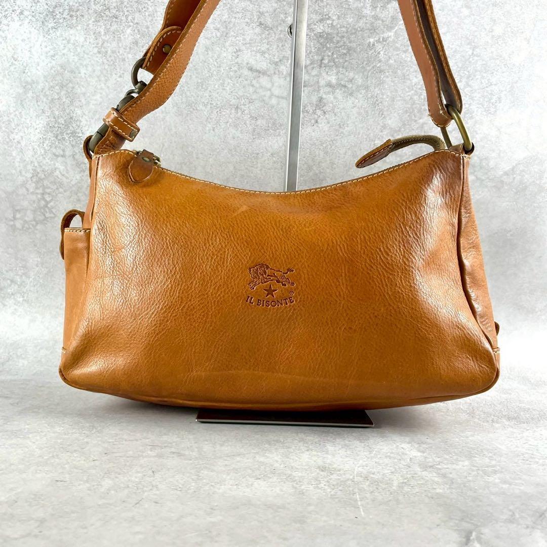 イルビゾンテ　2way ショルダーバッグ　ブラウン ヌメ革　ロゴ
