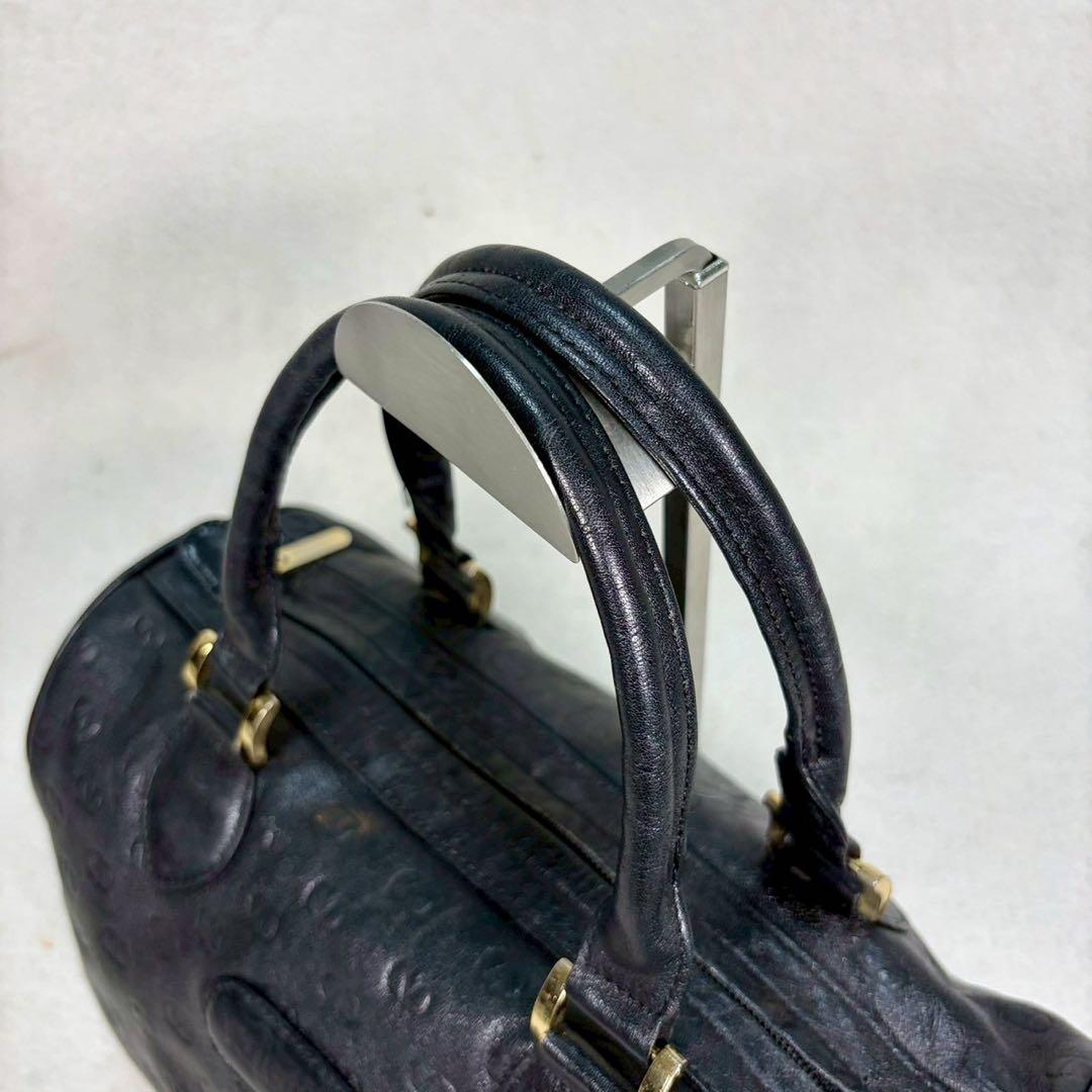 【美品✨】ヴァレンティノ　ミニボストンバッグ　ハンドバッグ　総柄　レザー　黒