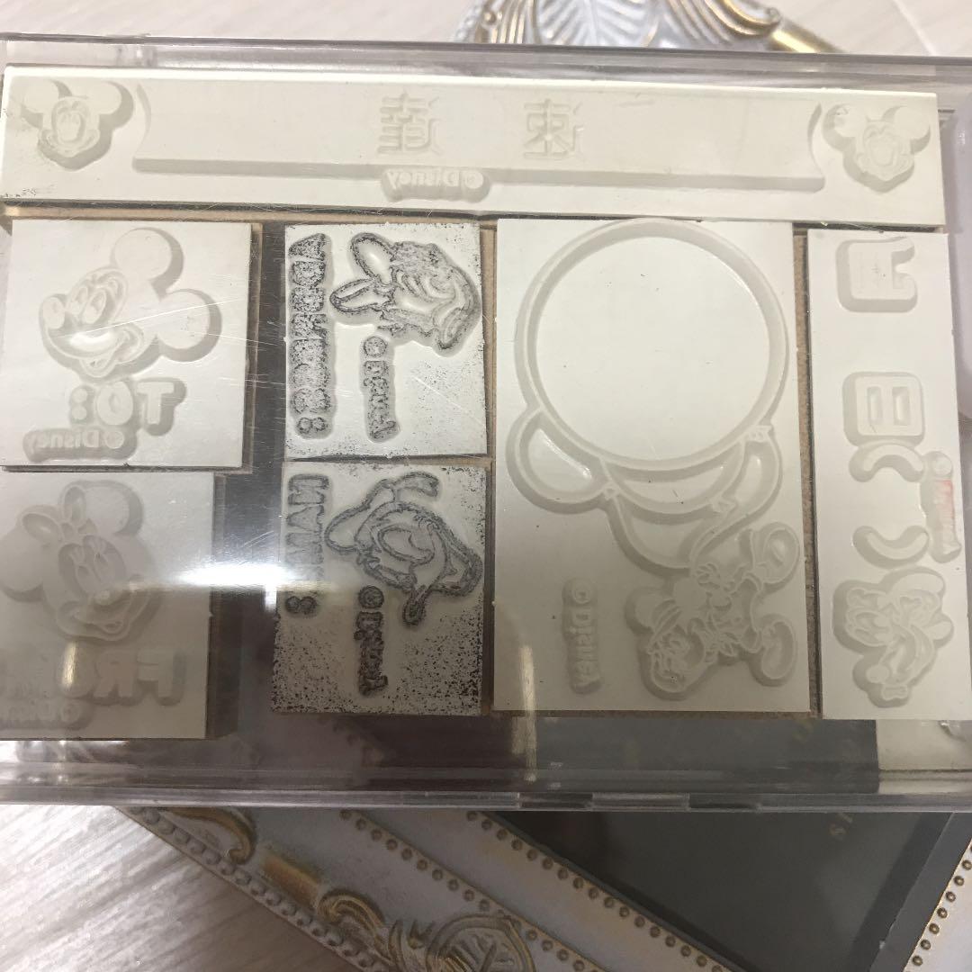 【希少】ディズニー　スタンプ　手紙　郵便　速達　曜日　日付　スタンプ台