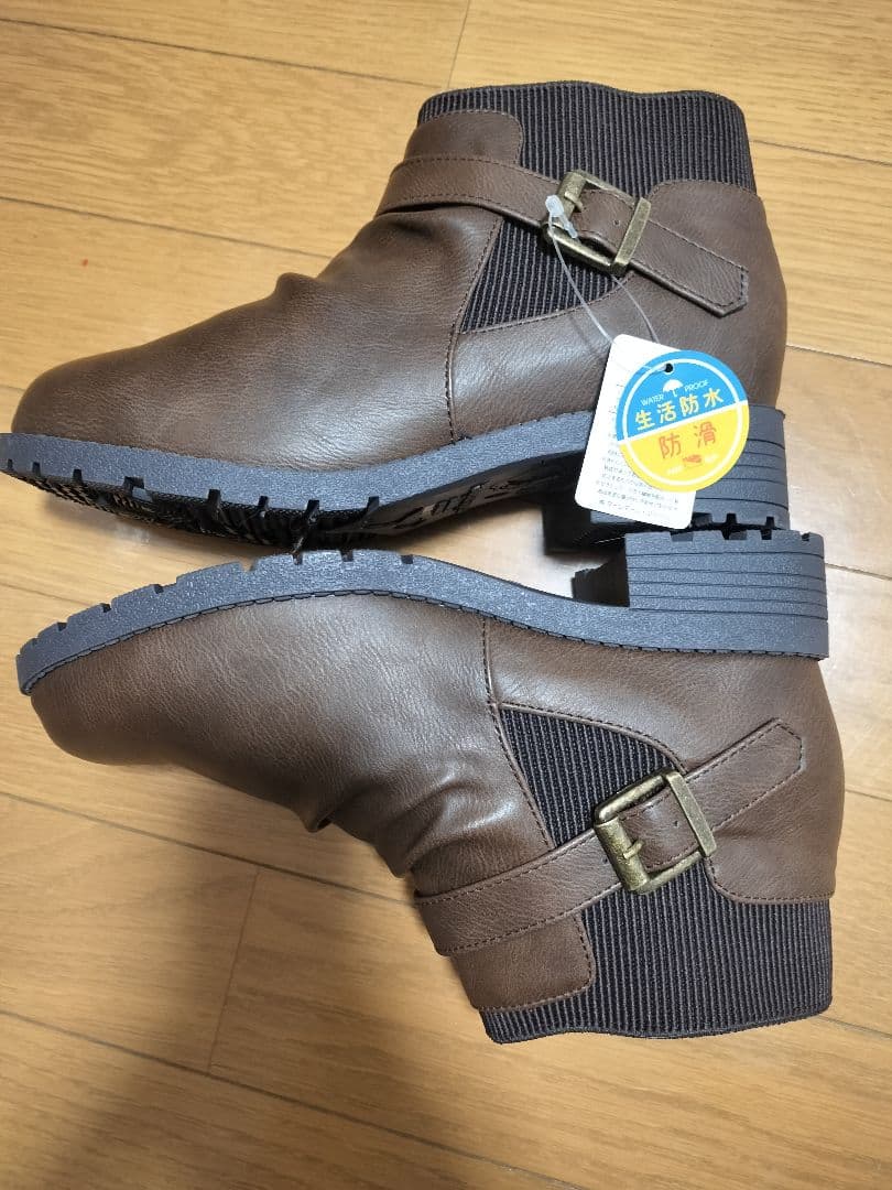 マーレマーレ　maRe maRe　防水防滑ベルトコンビブーツ　ダーク　ブラウン