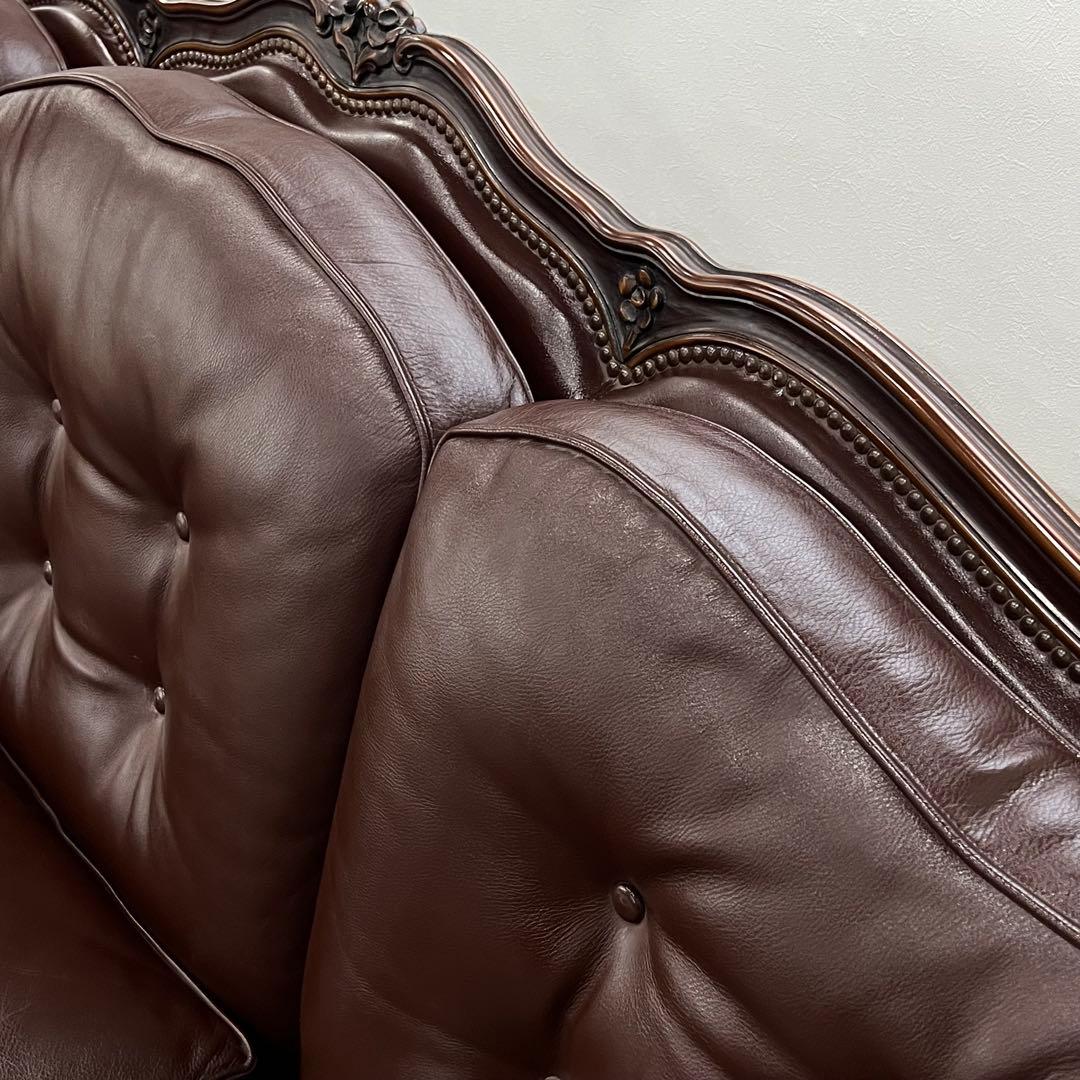 廃盤希少品 karimoku domani ルイXV ソファ レザー3人掛け