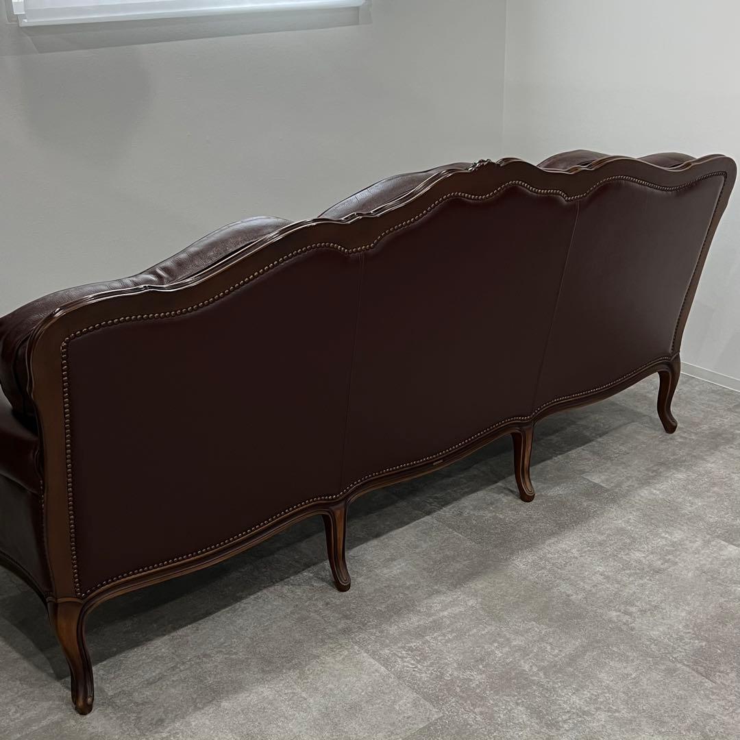 廃盤希少品 karimoku domani ルイXV ソファ レザー3人掛け
