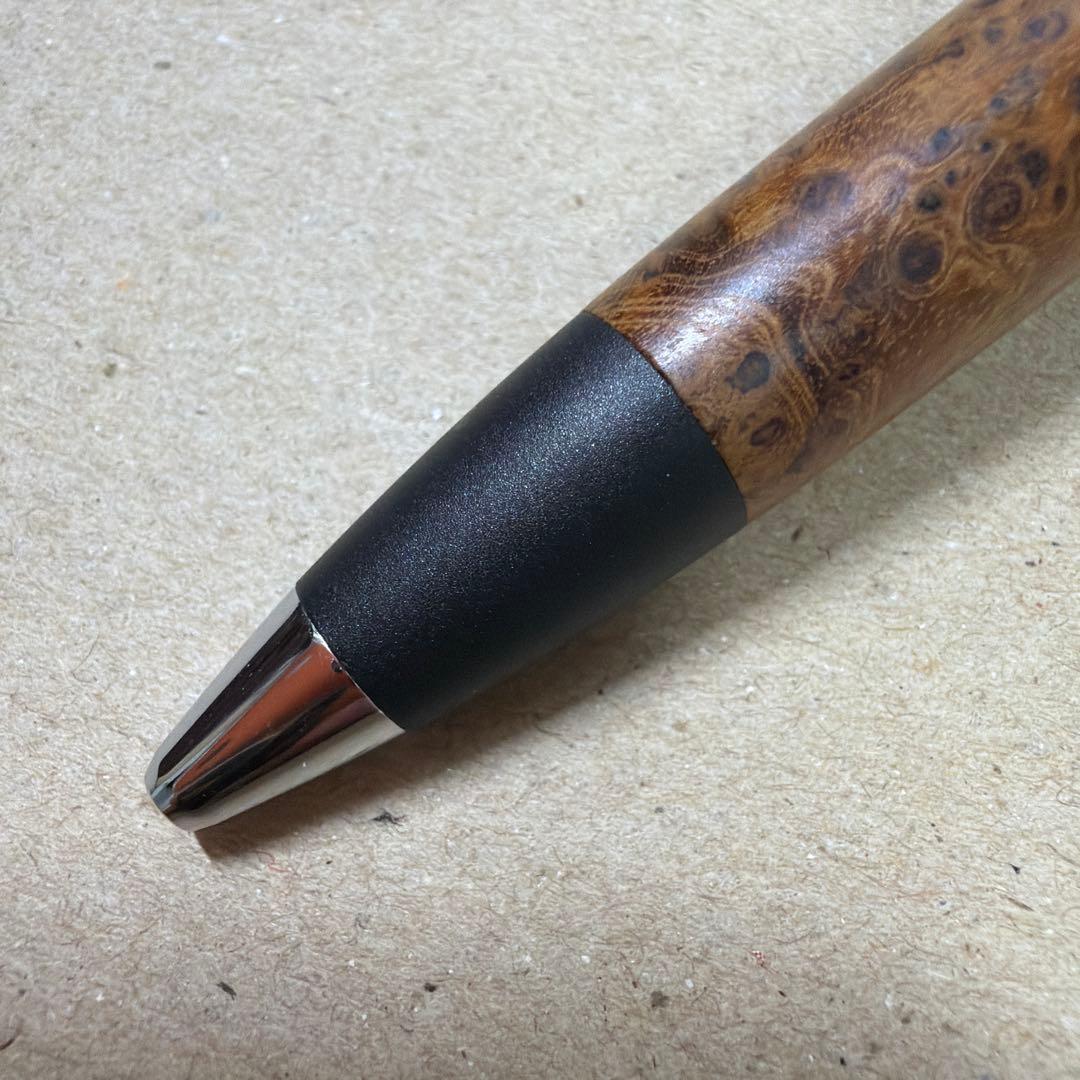 野原工芸 特上チーク瘤 ボールペン 太軸 油性 ノック式 シルバー金具