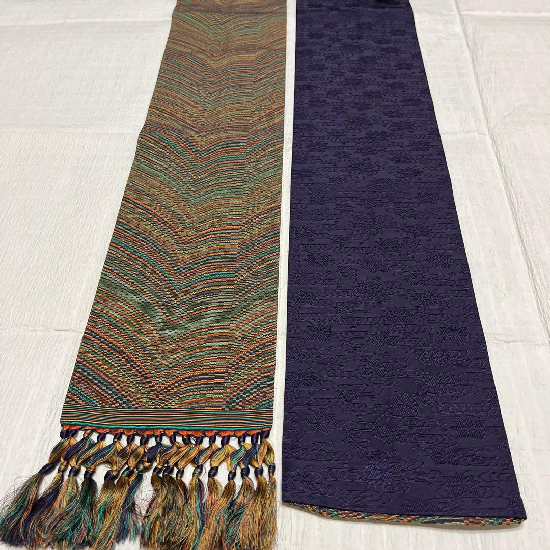 【中古品☆正絹】美品！本場筑前！博多織　半幅帯　リバーシブル