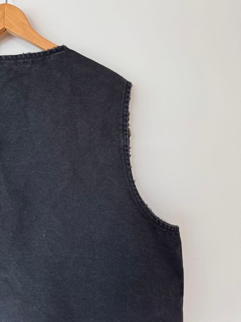 【大人気】良品 カーハート ダックベスト XL ブラック フェード ヴィンテージ