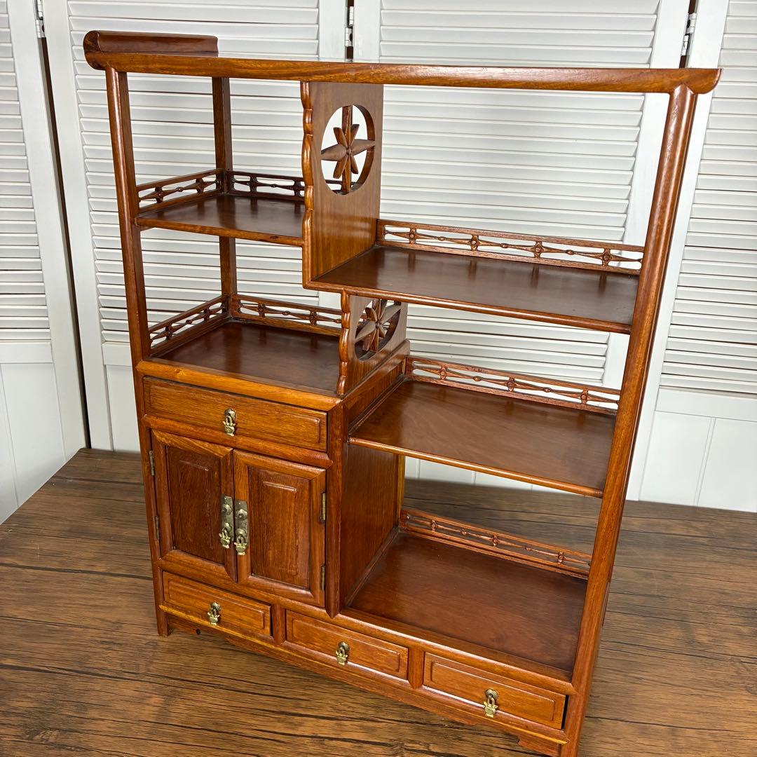 【送料込】和風家具　棚　唐木家具　和室民芸家具　アンティーク　昭和レトロ　小物入