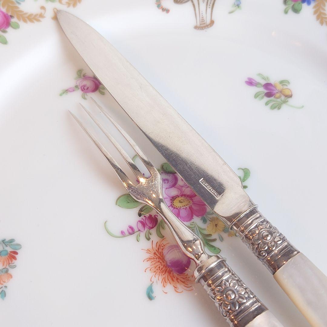 白蝶貝　アンティークカトラリー　ナイフ　フォーク　マザーオブパール