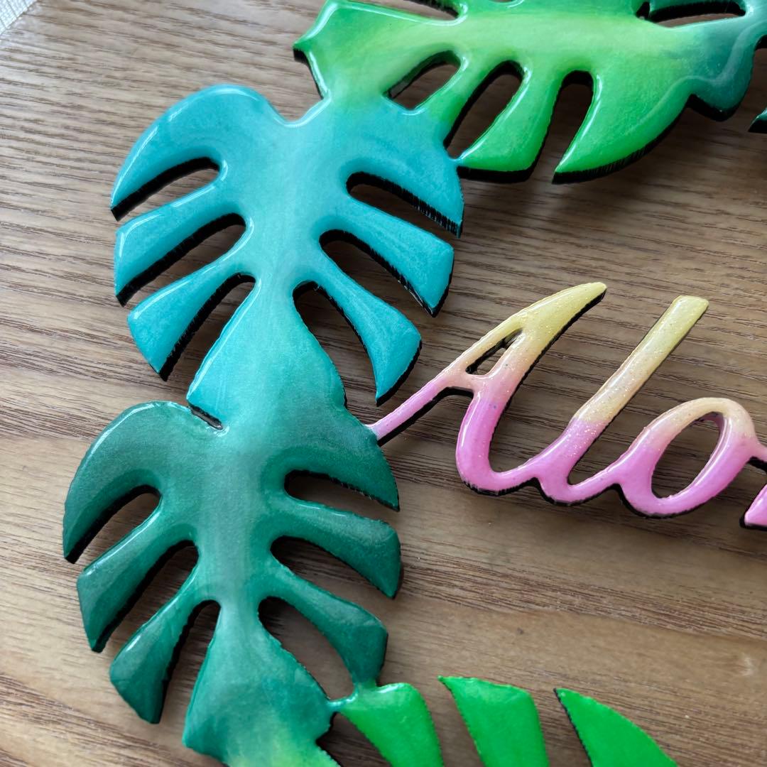 レジン　オーシャンアート　モンステラリース　海　29cm　No.1045