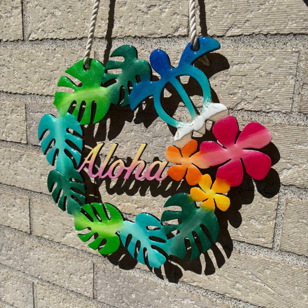 レジン　オーシャンアート　モンステラリース　海　29cm　No.1045