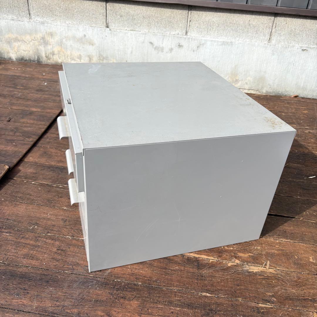 A4 昭和レトロ 3段 スチールキャビネット 書類棚 デスクワゴン 事務用品