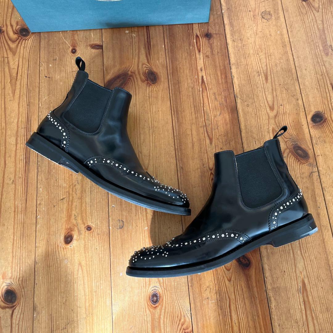 church'sスタッズ付きブラックサイドゴアブーツ 37.5